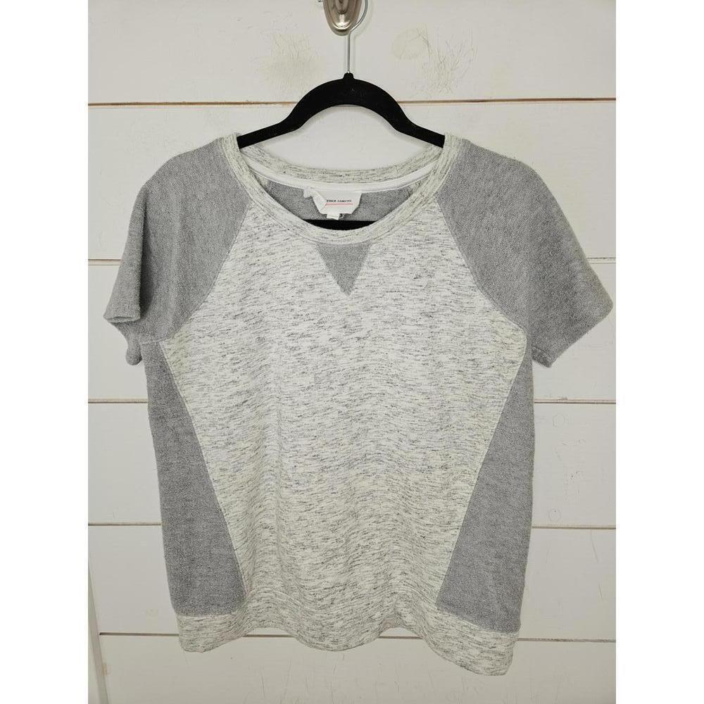 Two by Vince Camuto Large Heathered Grey short sleeve mixed media sweatshirt